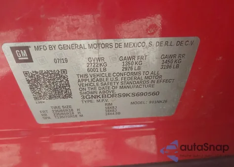 2019 Chevrolet Blazer 3Lt from USA, damaged, VIN 3GNKBDRS9KS690560